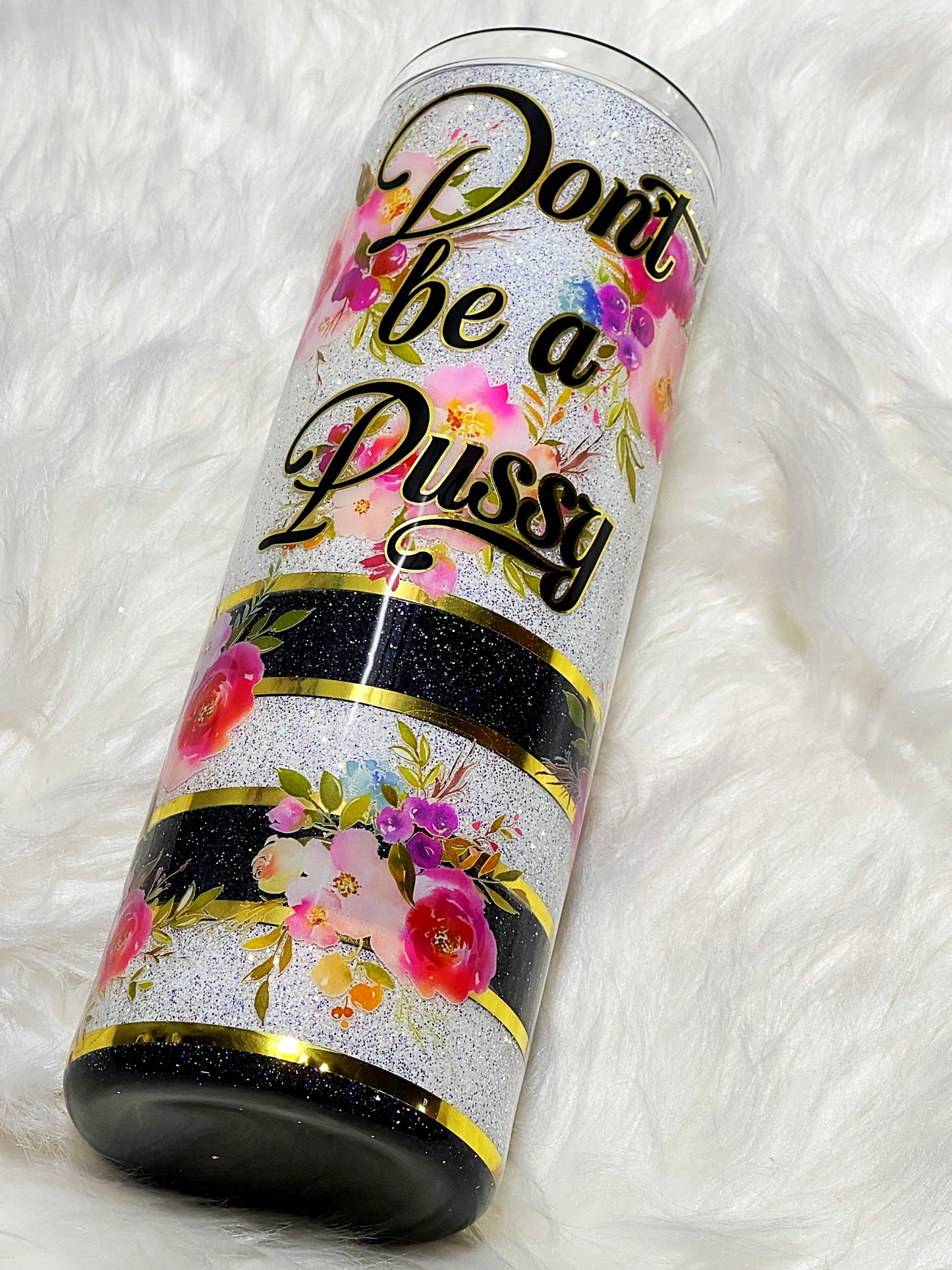 Funny Floral Glitter Tumbler