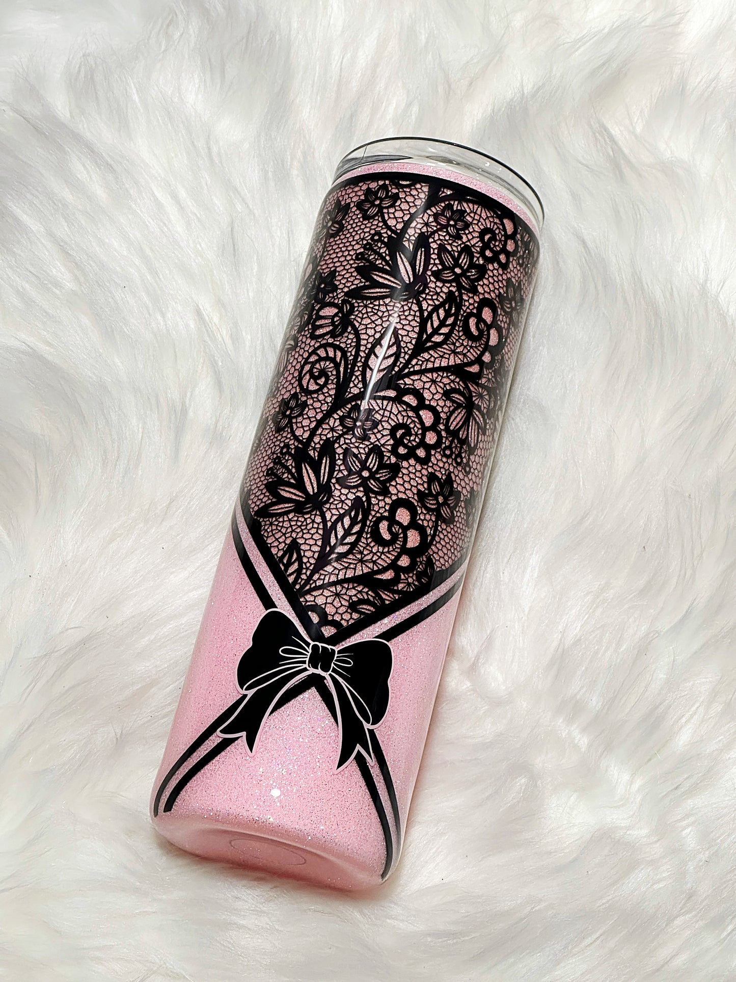 Naughty Lace glitter tumbler