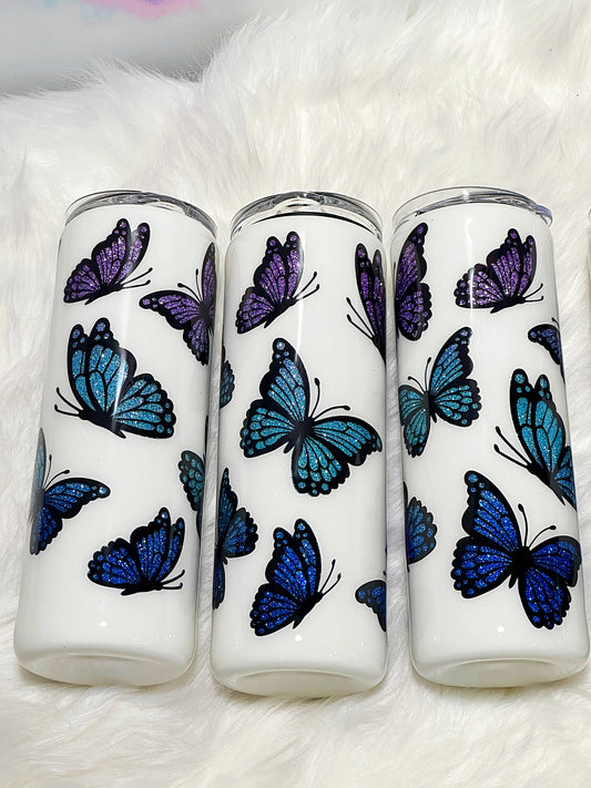 Birthstone Butterfly glitter tumbler