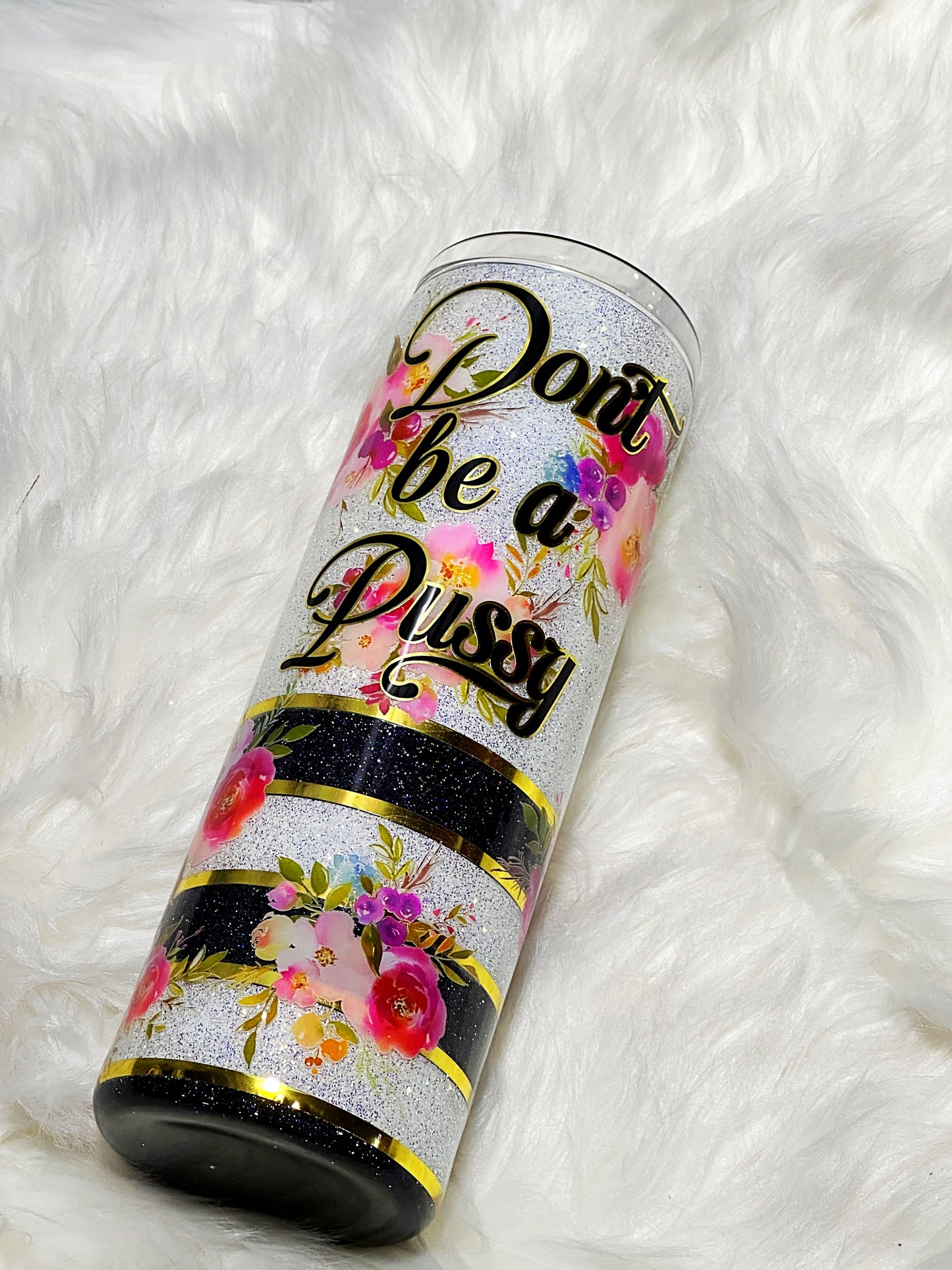 Funny Floral Glitter Tumbler