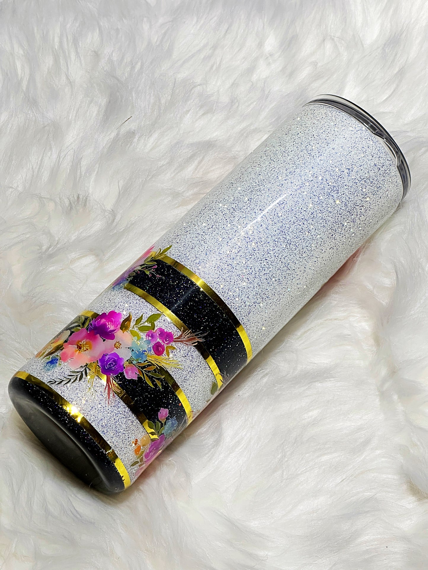 Funny Floral Glitter Tumbler