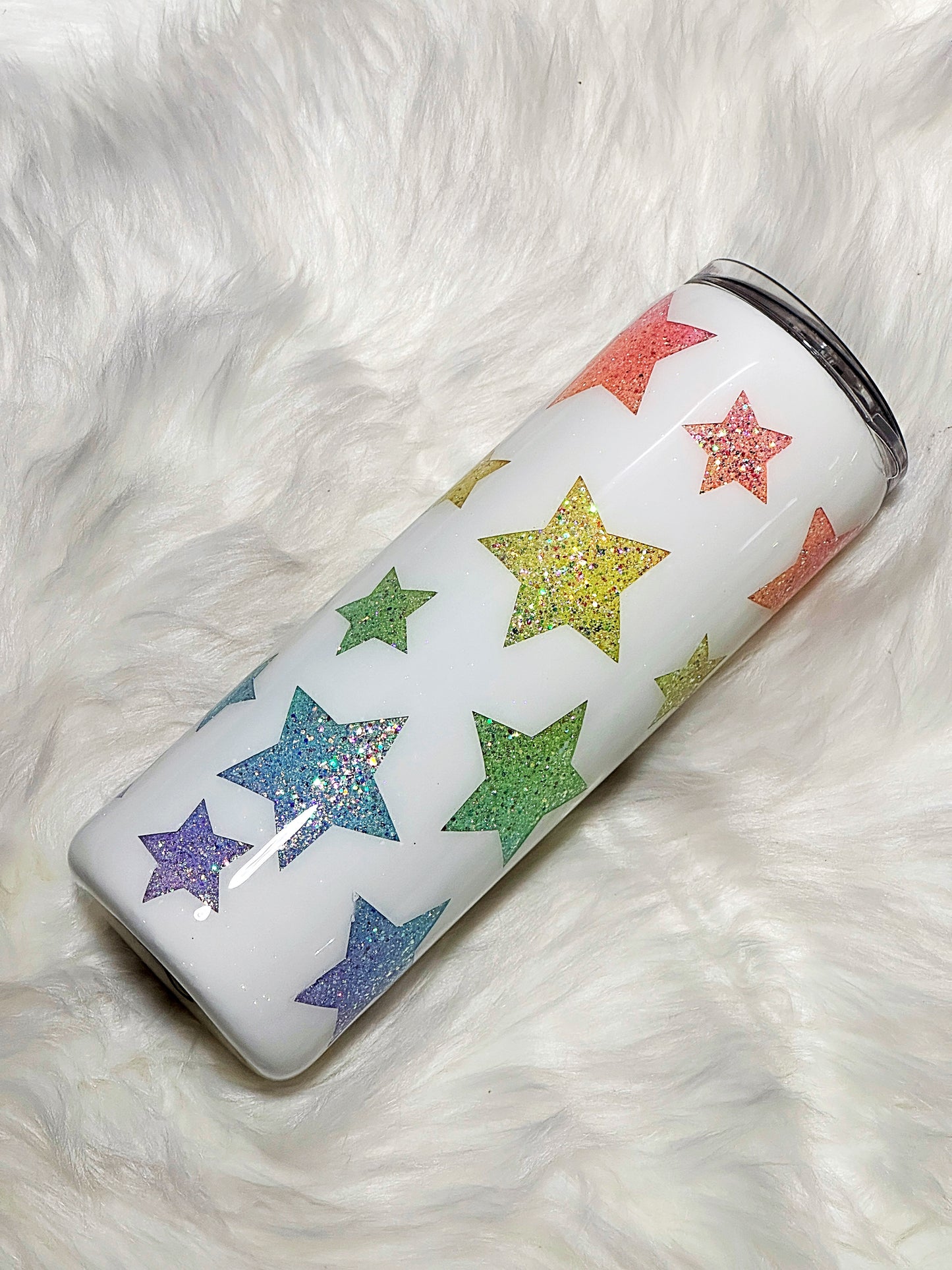 Pastel stars glitter tumbler