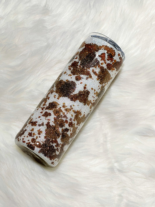 Cow Print glitter tumbler