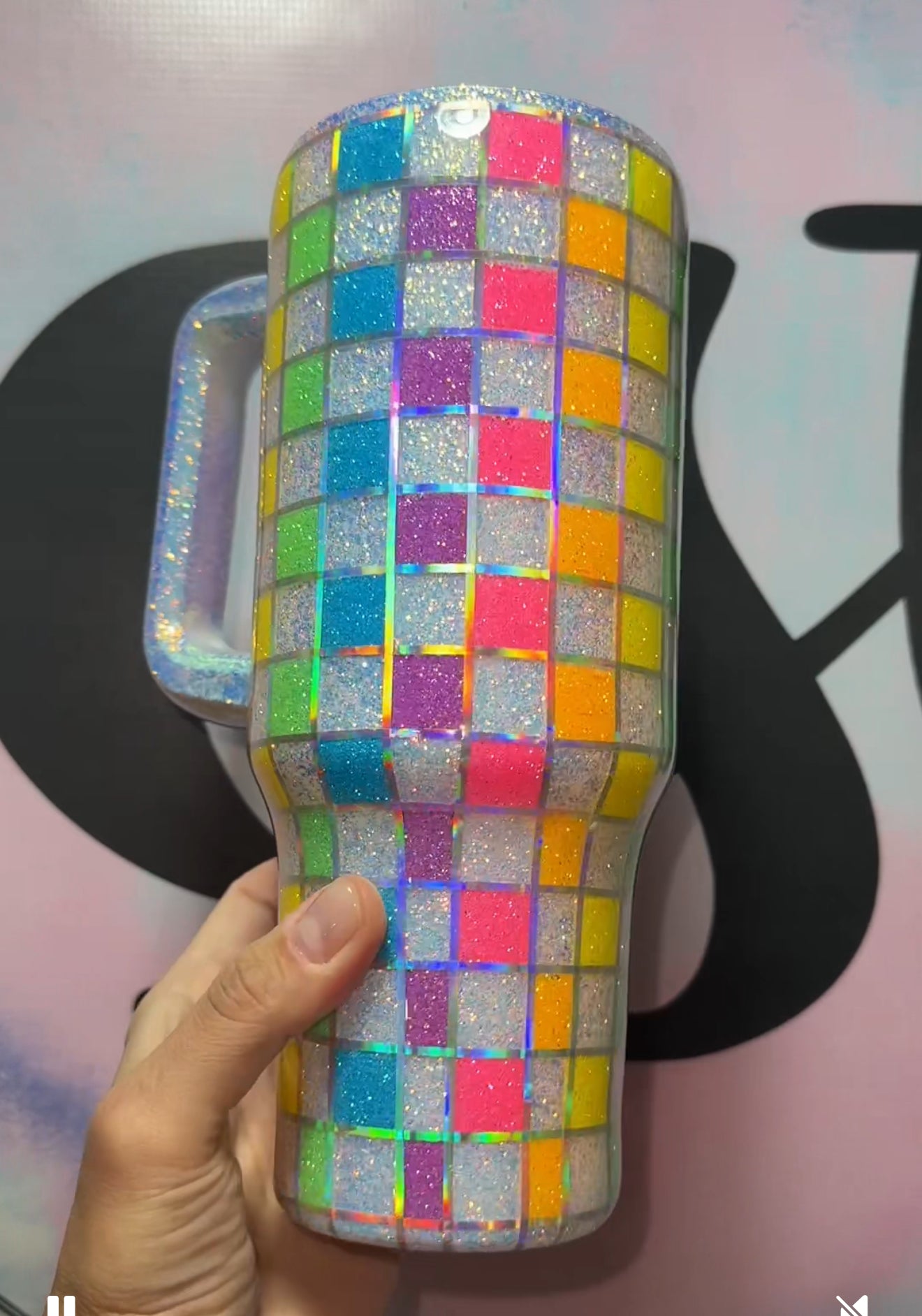 rainbow checkered tumbler