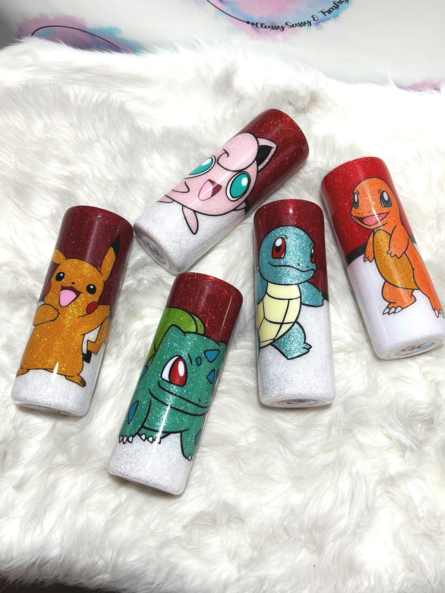 Pokee-mon glitter tumbler
