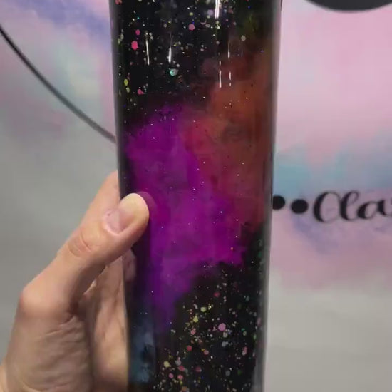 Rainbow Nebula glitter tumbler