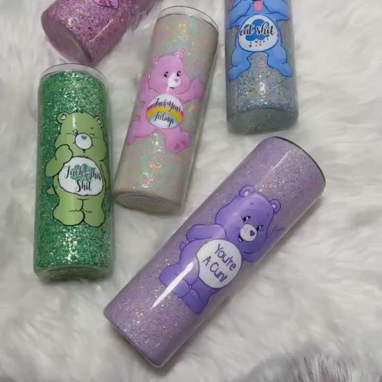 Swear Bear glitter tumbler