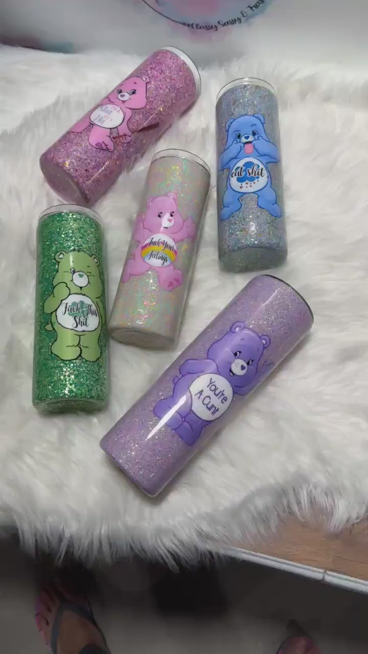 Swear Bear glitter tumbler