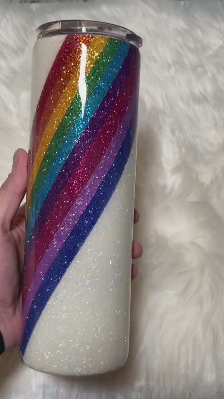 Rainbow pride/bi pride stripe tumbler