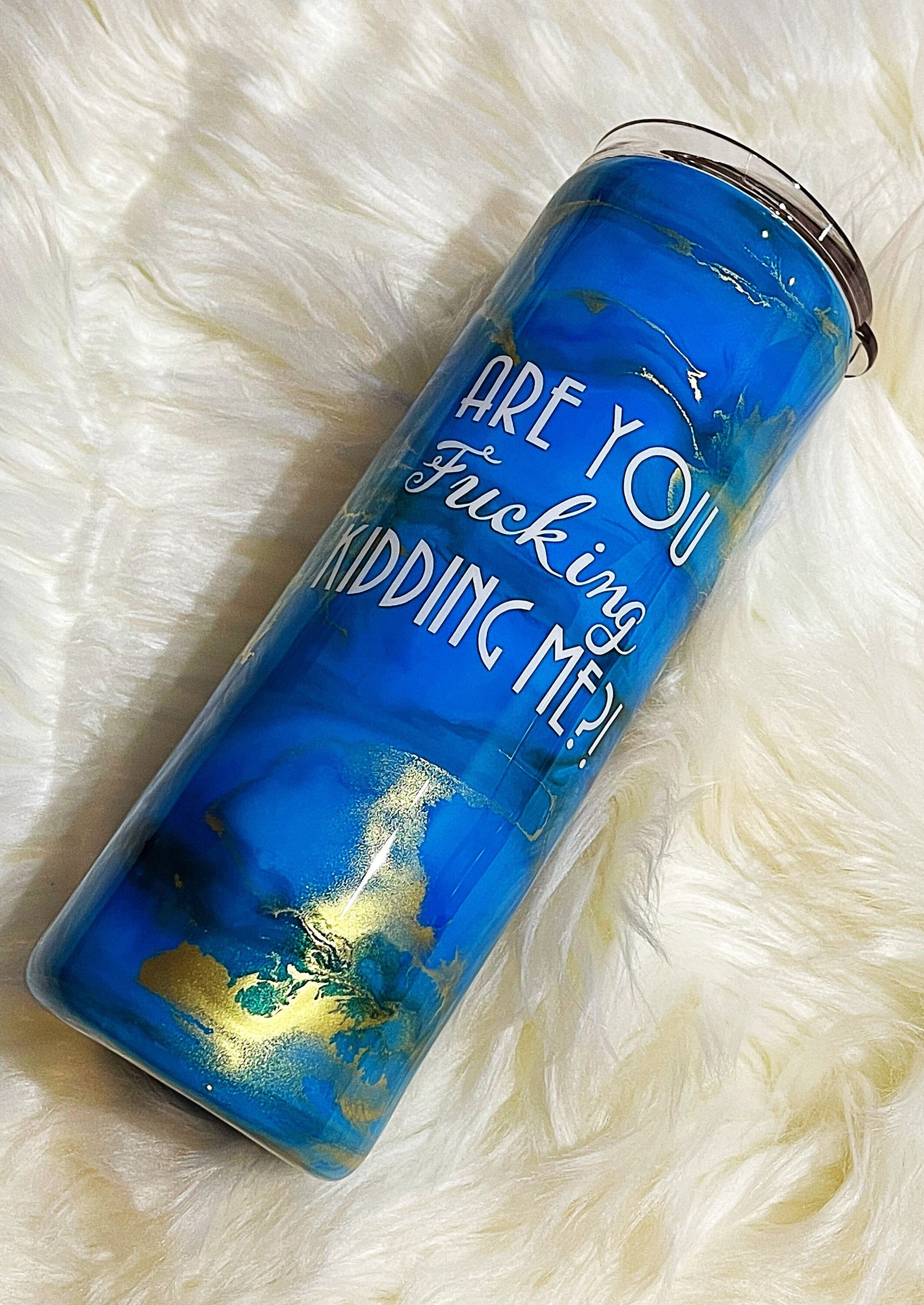 Resin tumbler, funny tumbler, tumbler cup, blue, gold, turquoise