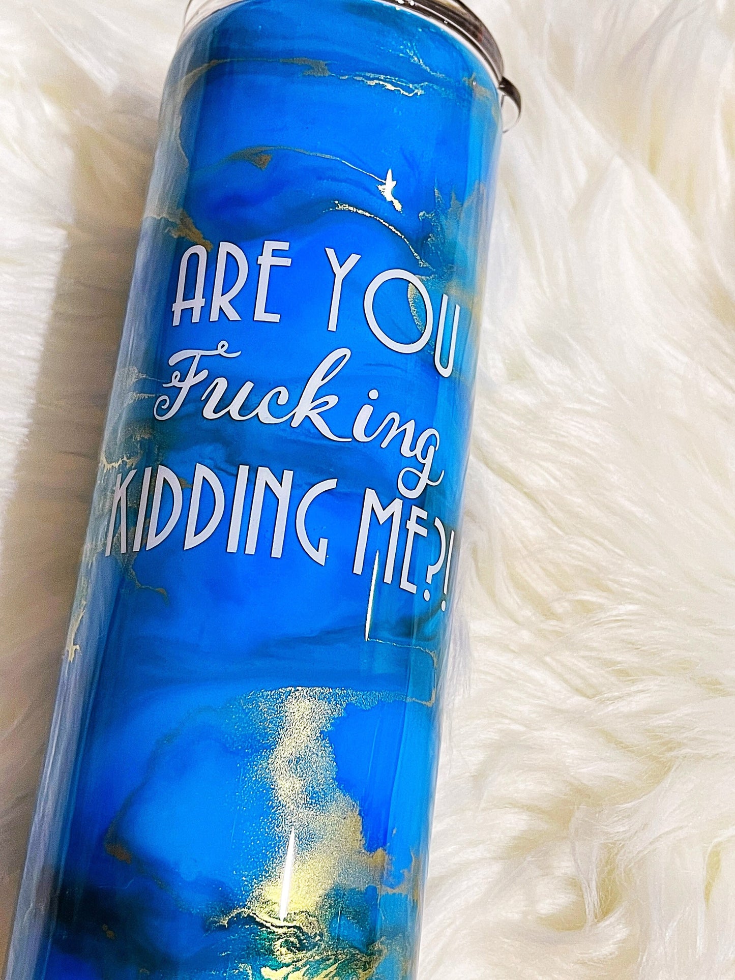 Resin tumbler, funny tumbler, tumbler cup, blue, gold, turquoise