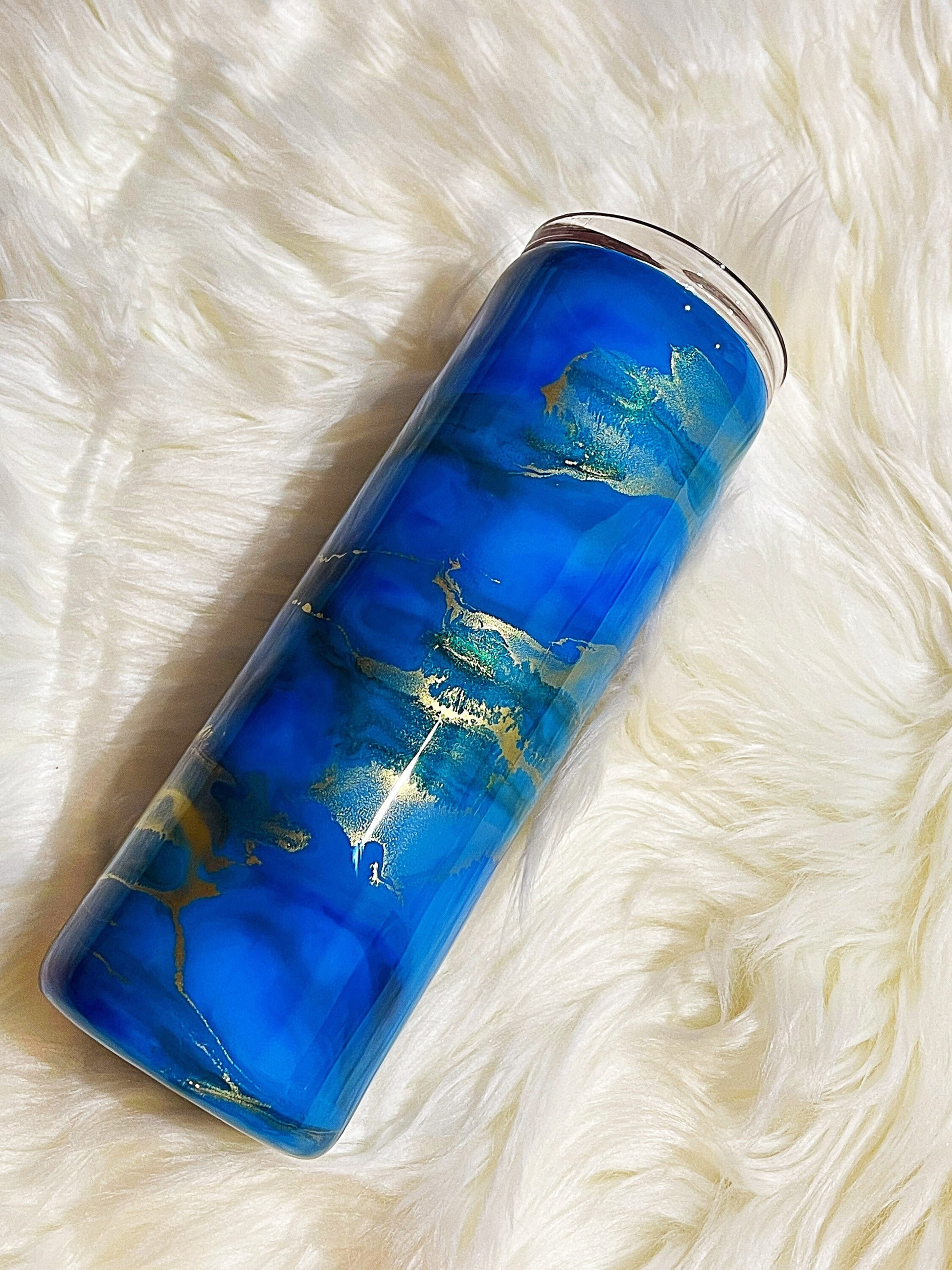 Resin tumbler, funny tumbler, tumbler cup, blue, gold, turquoise