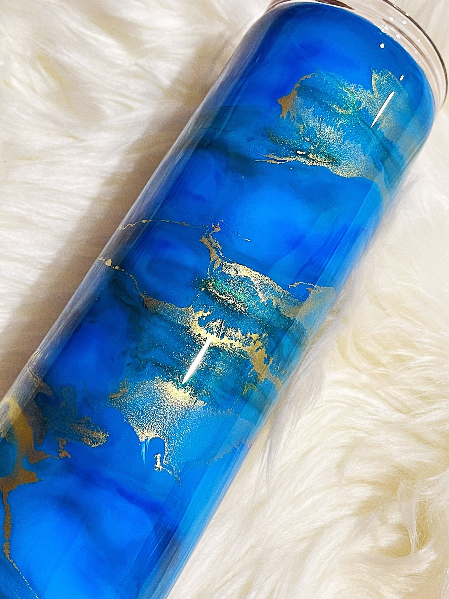 Resin tumbler, funny tumbler, tumbler cup, blue, gold, turquoise