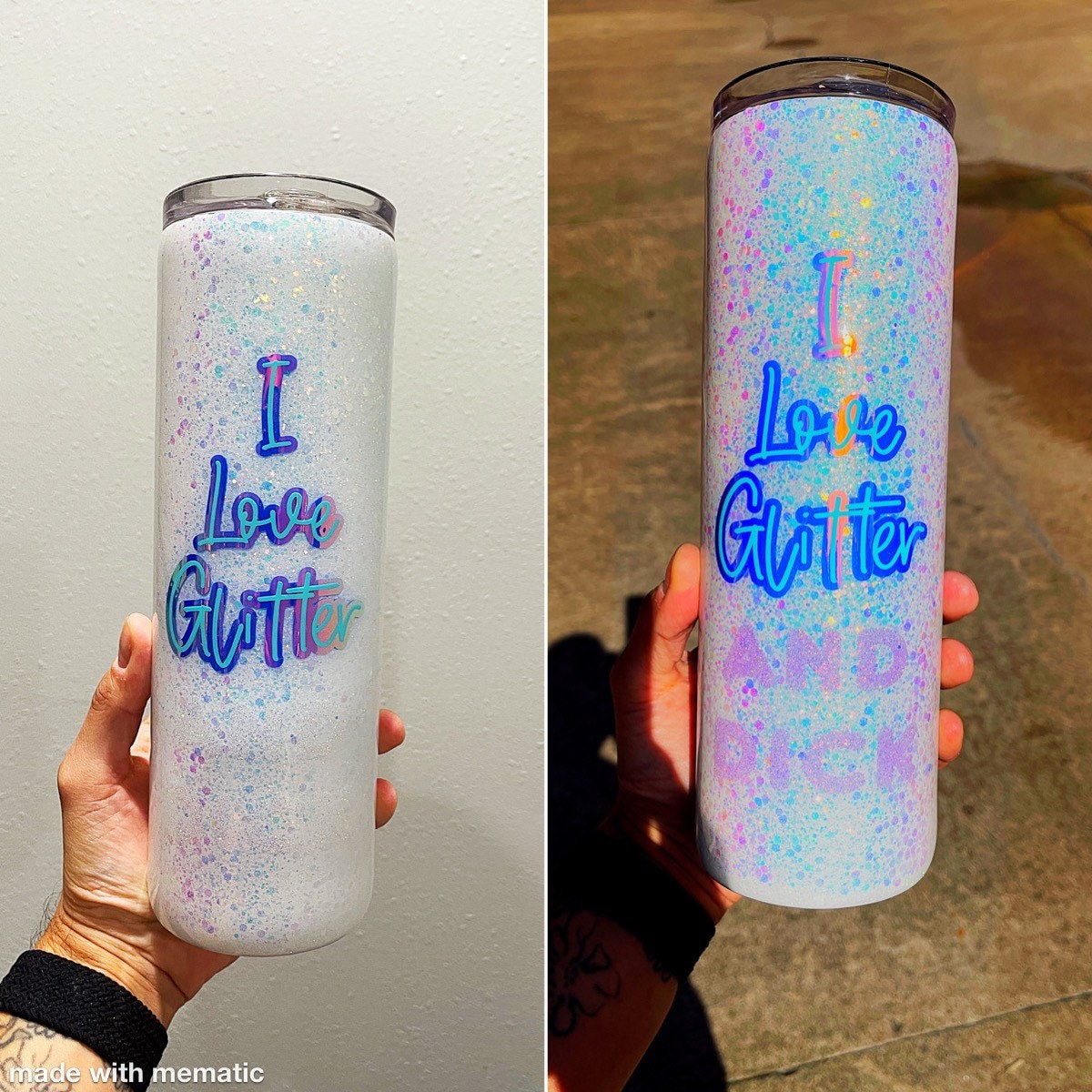 I love glitter and dick tumbler