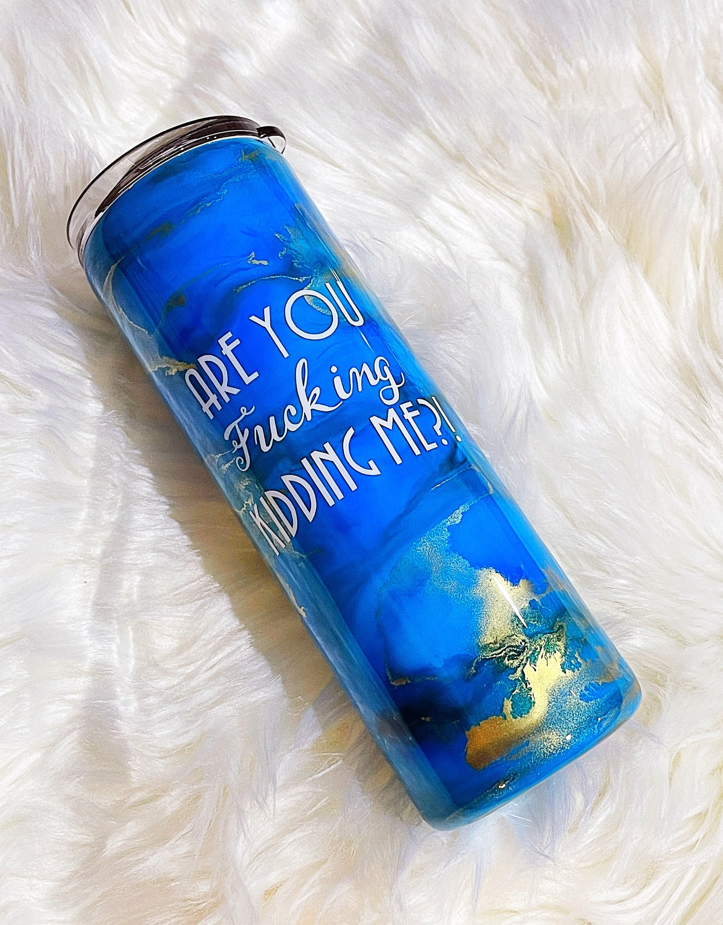 Resin tumbler, funny tumbler, tumbler cup, blue, gold, turquoise