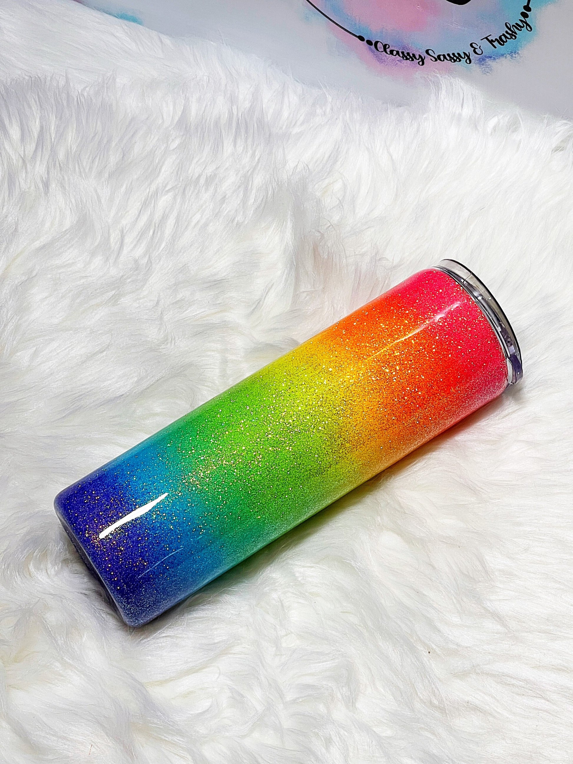 Rainbow tumbler/ pride tumbler/ neon rainbow