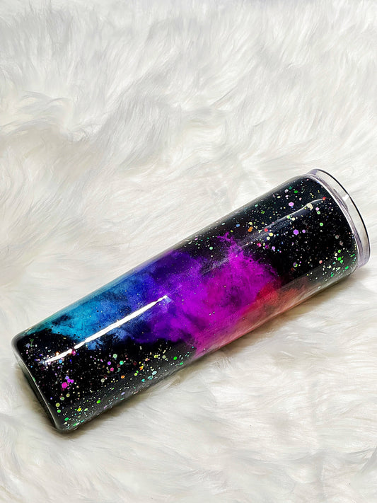 Rainbow Nebula glitter tumbler