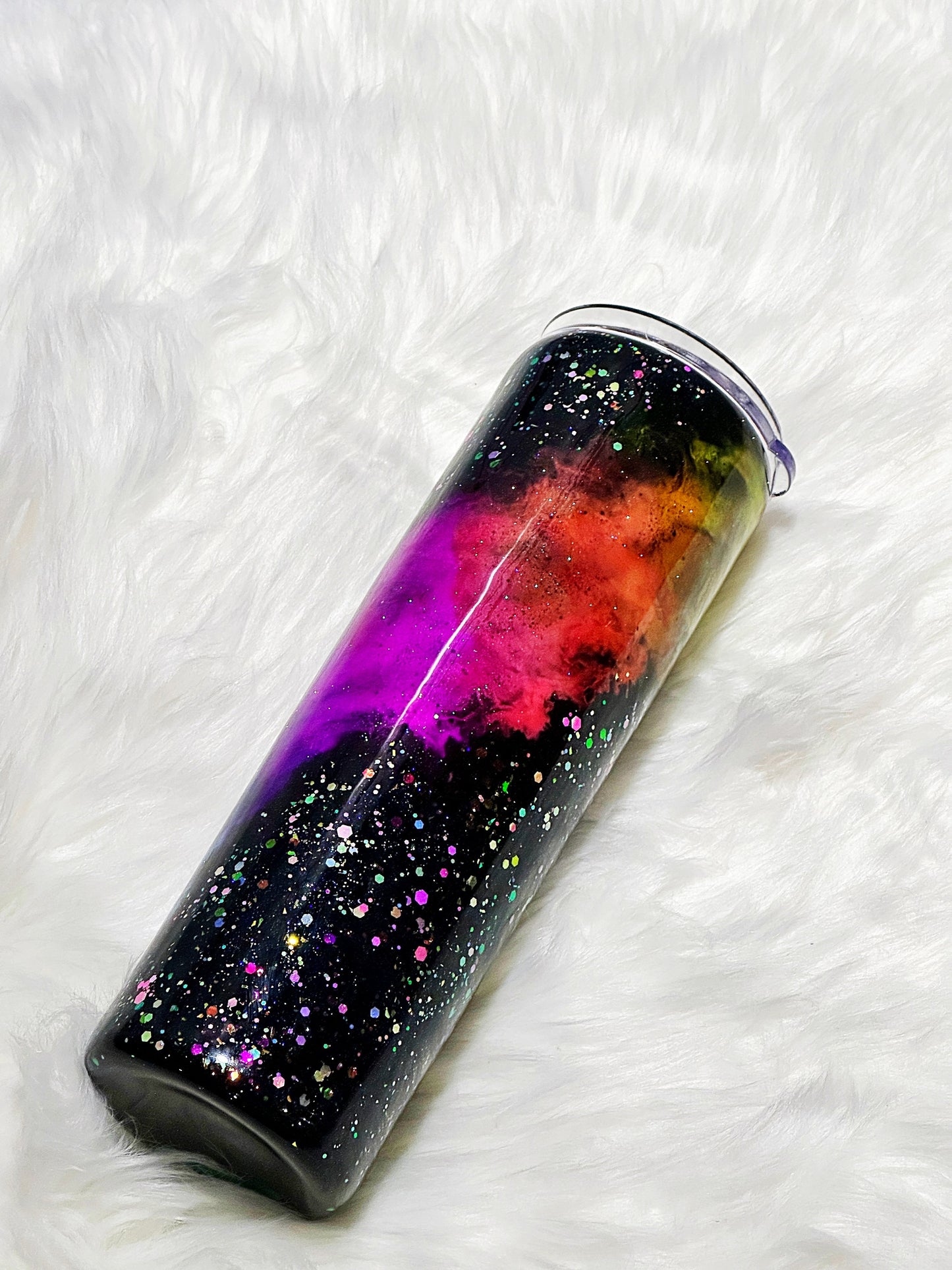 Rainbow Nebula glitter tumbler