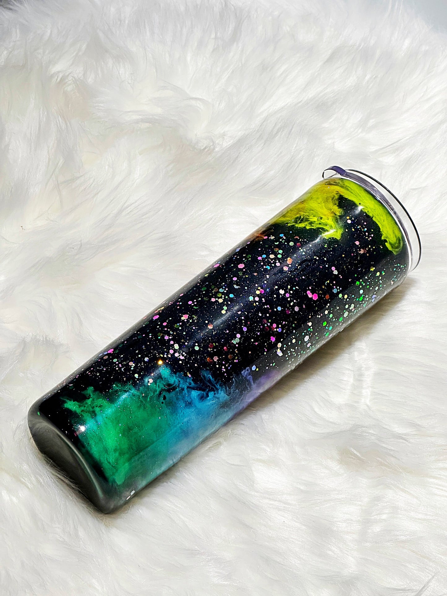 Rainbow Nebula glitter tumbler