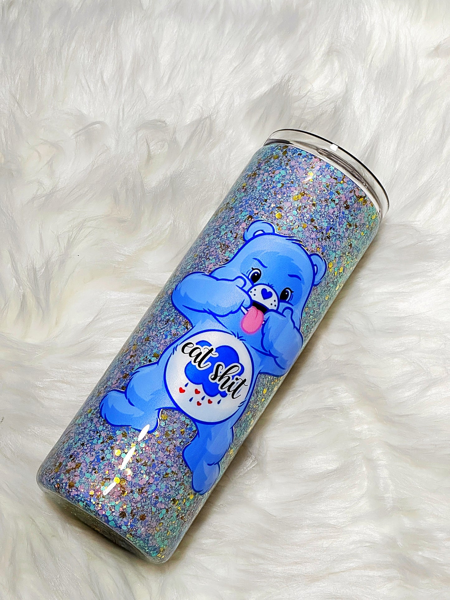 Swear Bear glitter tumbler