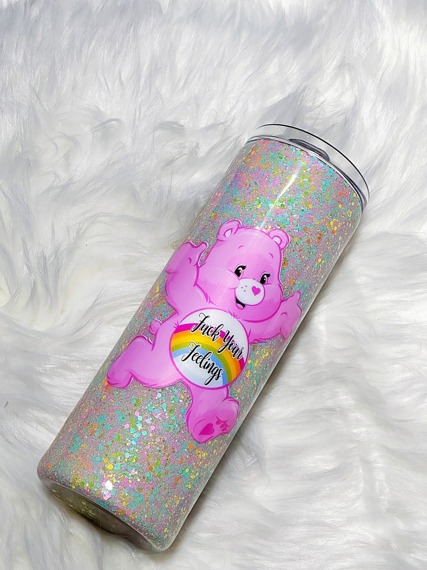 Swear Bear glitter tumbler