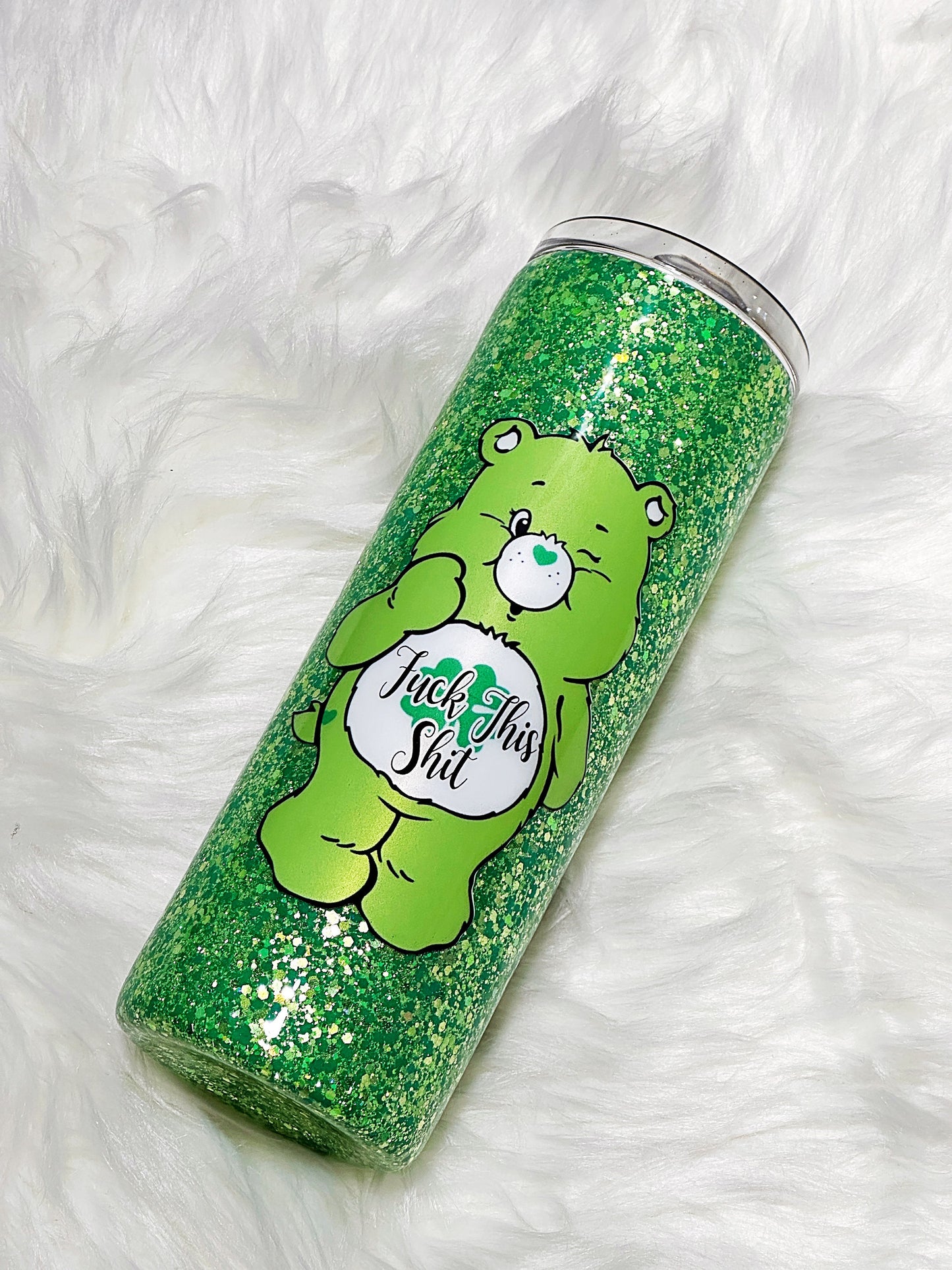 Swear Bear glitter tumbler