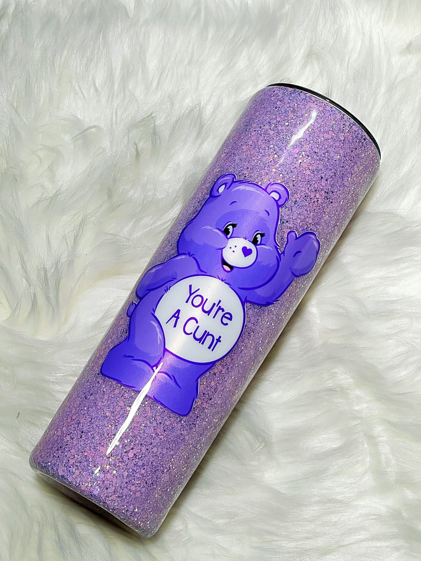 Swear Bear glitter tumbler