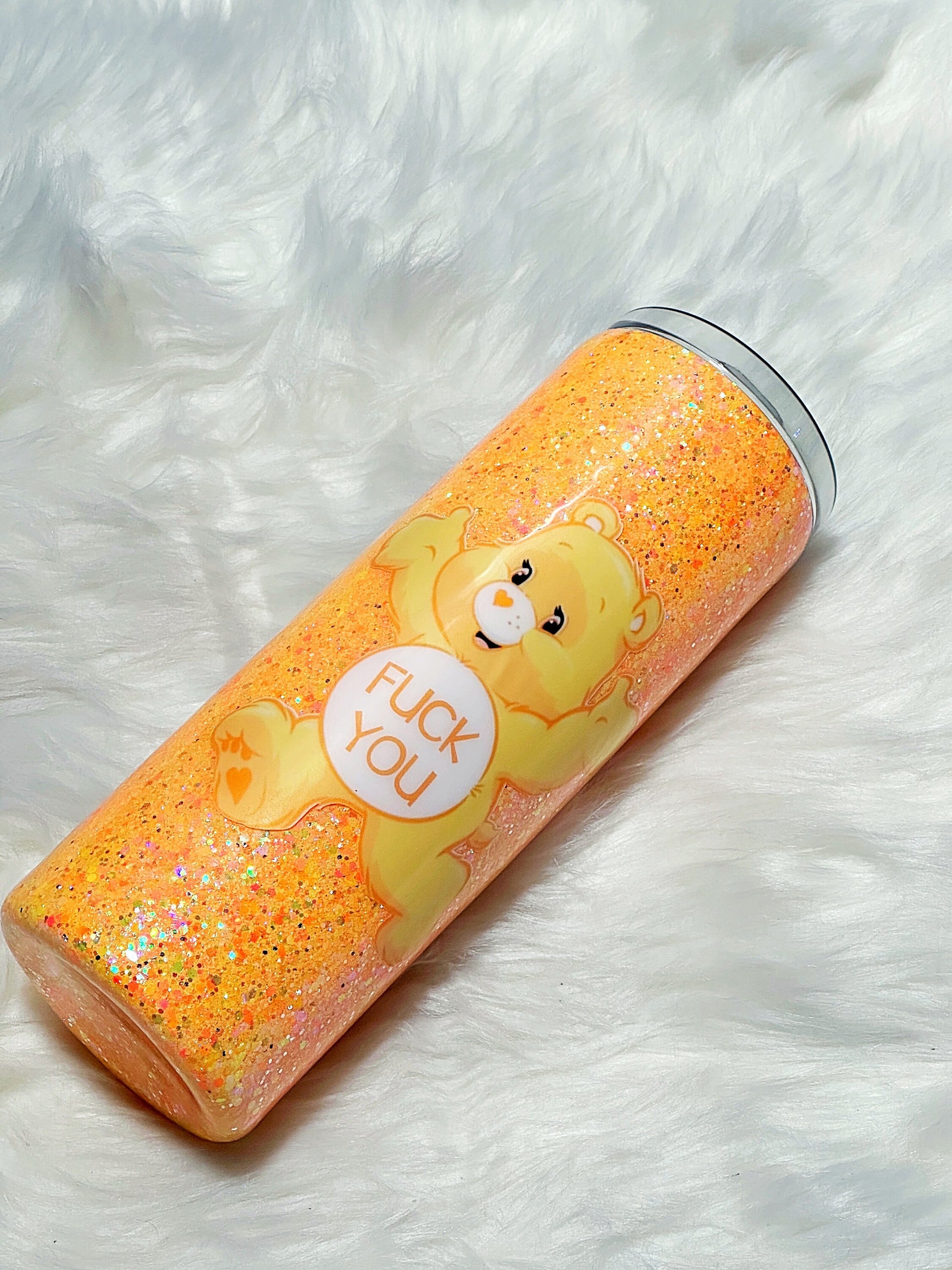 Swear Bear glitter tumbler